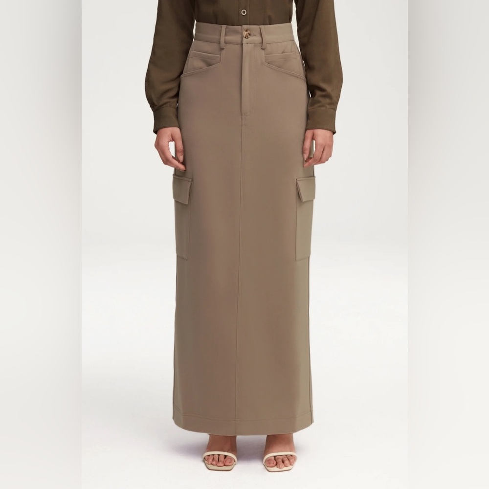 Taupe Cargo Maxi Skirt